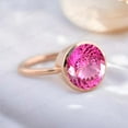 thumbnail image 3 of DBESTSTUDIOS 8 MM / 3 CT Round Cut Pink Sapphire Solitaire Women Ring Bezel Set Statement Gift Ring, 3 of 3