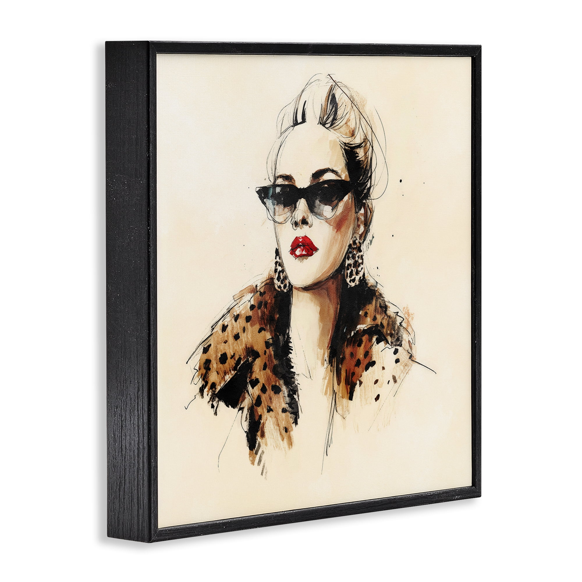 Stupell Industries Glam Leopard Sonata Portrait Black Framed Giclee Art, design by Svetlana Aleynikova