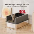 thumbnail image 4 of High-Sided Stainless Steel Cat Litter Box,Stainless Steel Litter Box with Lid,Extra Large,Easy-to-Clean Metal Litter Pan for Cats (24''L X 16''W X 12''H with Enclosure), 4 of 6