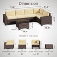 thumbnail image 5 of 6-Piece Outdoor Patio Sectional Sofa Set with Coffee Table - All-Weather PE Wicker Rattan Conversation Set with Thickened Cushions for Garden, Backyard, Beige, 5 of 9