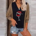 thumbnail image 1 of DPTALR Femme T-Shirt à Col en V à Manches Longues d'Automne Imprimé Blouse à Capuche Hauts, 1 of 5