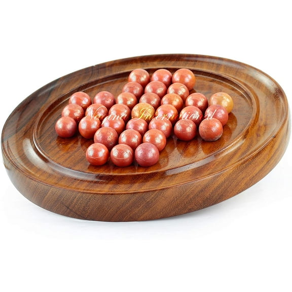 Nagina International Wooden Rosewood Crafted Peg Solitaire Wooden Crafted Adult Toys & Games (Cold Brown)