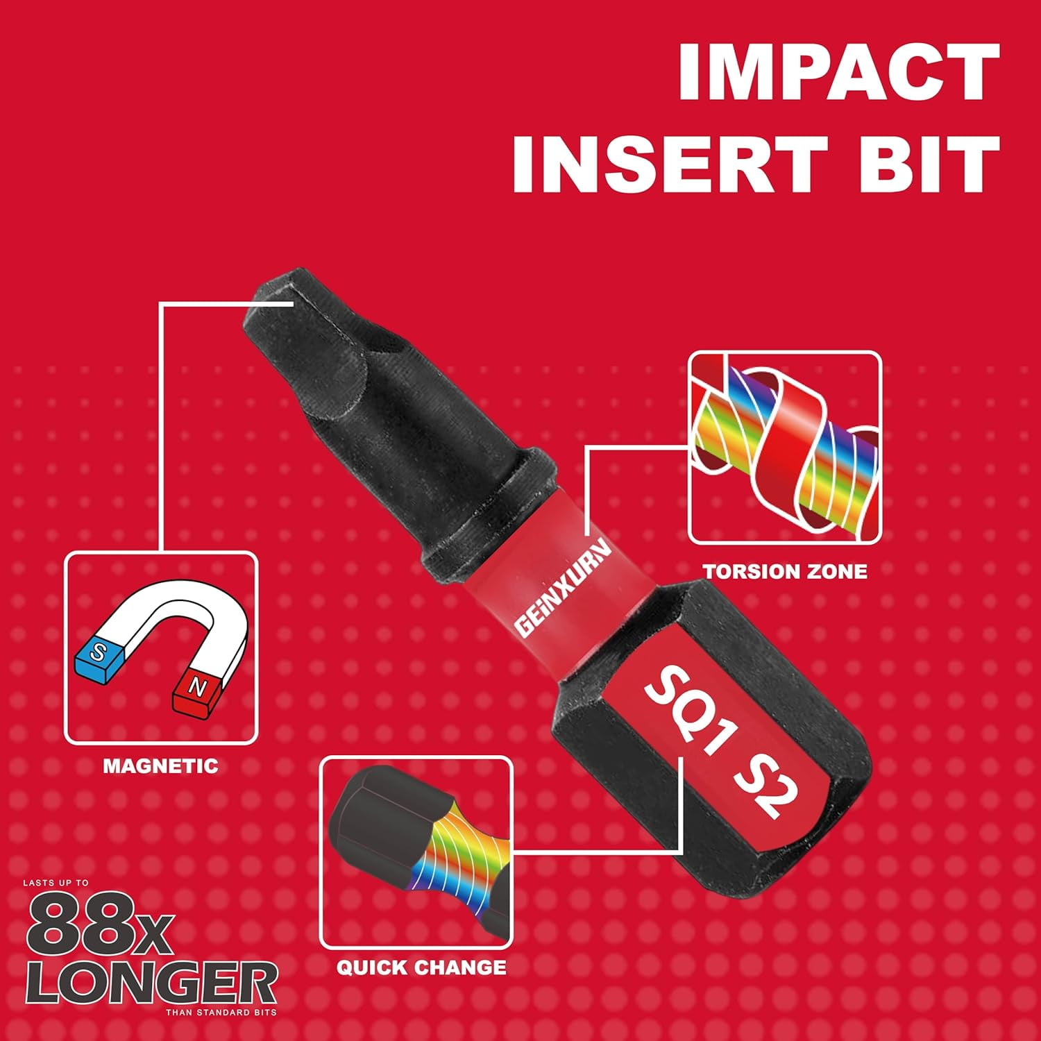 MKEUDQ-Impact Tough #2 Square 2 in. Insert Driver Bits,30Pack SQ2 Screwdriver Bits Set 2\u201dLong Impact Bit,Bulk
