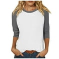 thumbnail image 1 of TSADFHJI Chandails en Molleton pour Femmes Sans Capuche Chandail-Over Manches 3/4 Haut d'Été Décontracté Polyvalent Raglan Col Rond Chemise Décontractée S Gris, 1 of 5