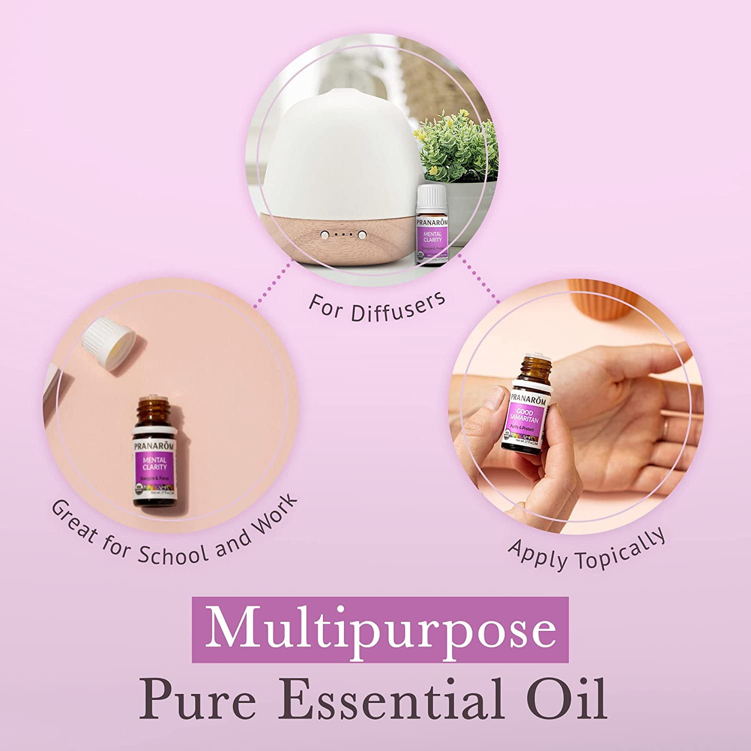 Pranarom - Mental Clarity Essential Oil Blend (15ml) - Peppermint, Lemon, Grapefruit, & Lavender - 100% Pure Essential Oil for Diffusing, Relaxation, and Focus | USDA and ECOCERT Certified Organic