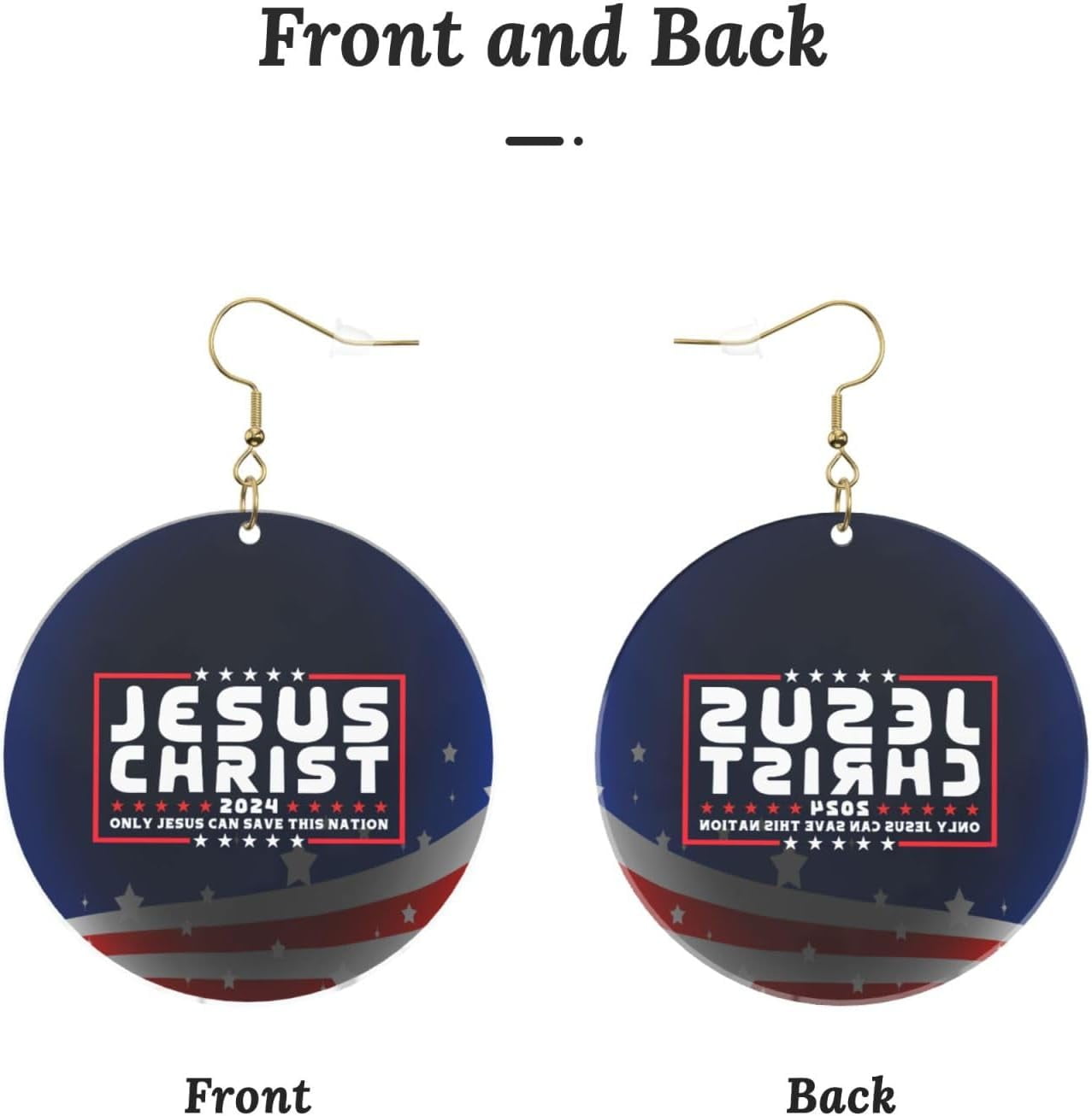 Jesus Christ Top 2024 Only Jesus Can Save This Nation Stylish Round Acrylic Earrings Lightweight Versatile For All Occasions[h415]