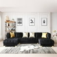 thumbnail image 2 of Better Home Products Marigold U-Shaped Velvet Sectional Sofa in Black, 2 of 7