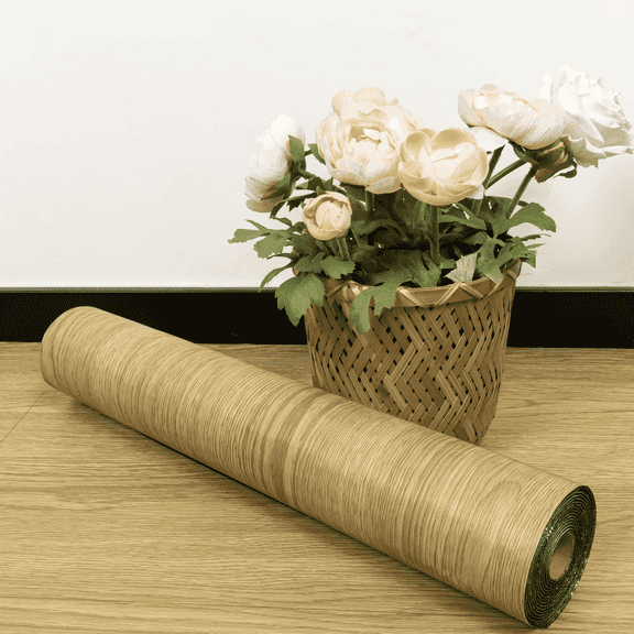 Lxcreat Vinyl Flooring Peel and Stick Roll 118-in x 15.7-in Thicken Self Adhesive Vinyl Floor Tiles Wood Flooring, Brown