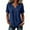 Navy, variant on Women's 2026 Summer Notch Neck Linen-Texture Top | V-Placket Wood-Button Loose Casual Blouse | Breathable Curved-Hem Short-Sleeve Shirt