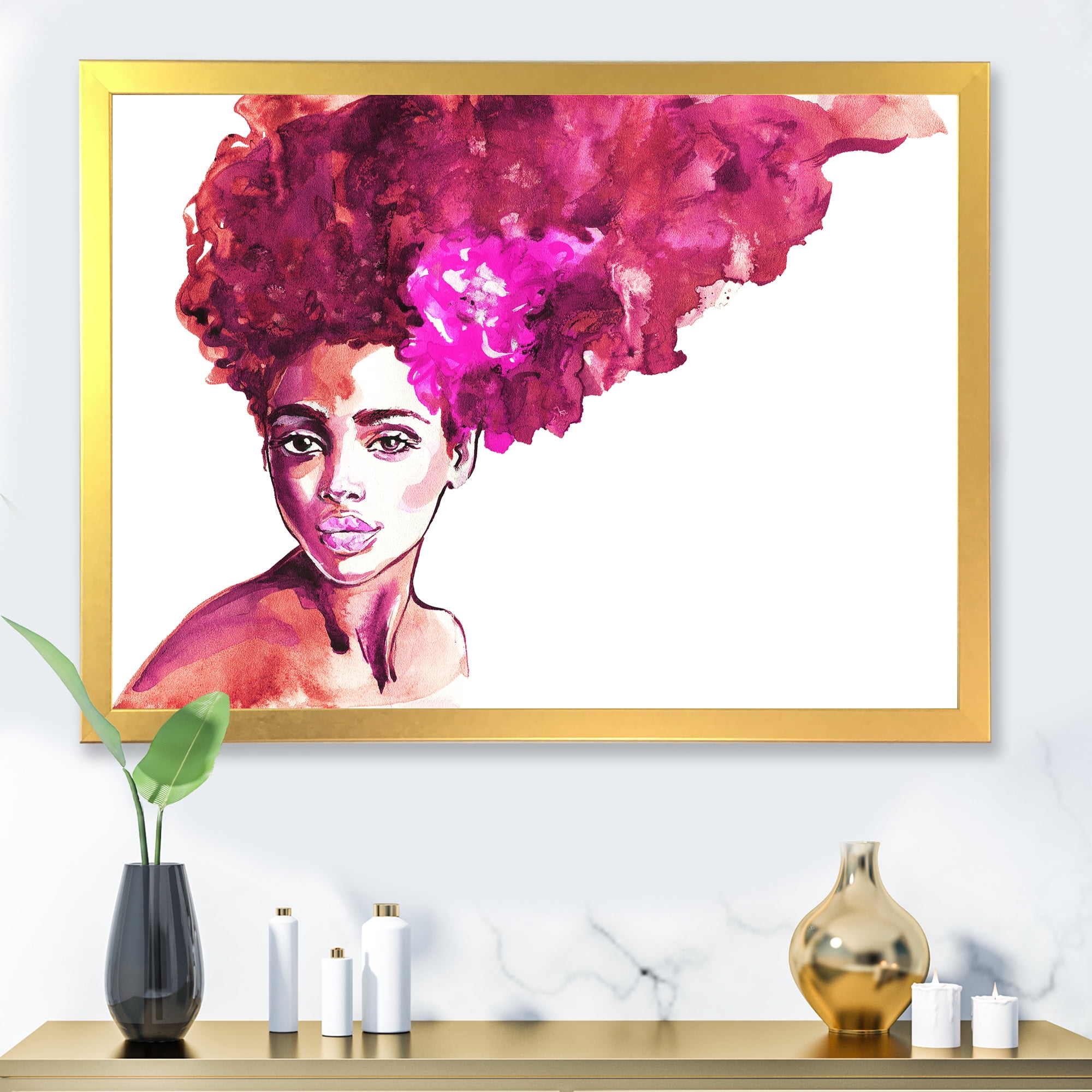 Designart 'Portrait of Afro American Woman VI' Modern Framed Art Print