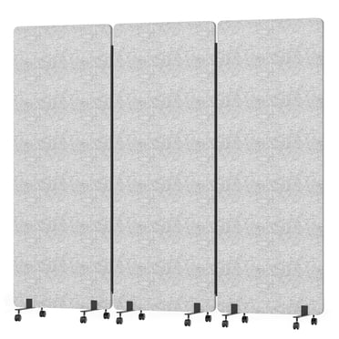 72x66in Soundproof Room Divider with Wheels, 3 Panel Rolling Office Divider Room Separator, Freestanding Folding Partition Privacy Screen for Home, Office, Classroom, Restaurant, Hospital -Light Grey