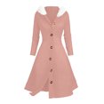 thumbnail image 5 of Women's Cardigan Dress Hooded Dress Longline Knit Fleece Trim Solid Color Casual Winter Dress for Loungewear Holiday,Pink,L, 5 of 7