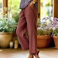 thumbnail image 2 of WULMLEO Womens Linen Pants Elastic Waist Straight Leg Petite Beach Pant Summer Lightweight Casual Lounge Trousers Wine S, 2 of 4
