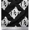 thumbnail image 1 of Soimoi Poly Georgette Fabric Fish Block Printed Craft Fabric by The Yard 42 Inch Wide, 1 of 3