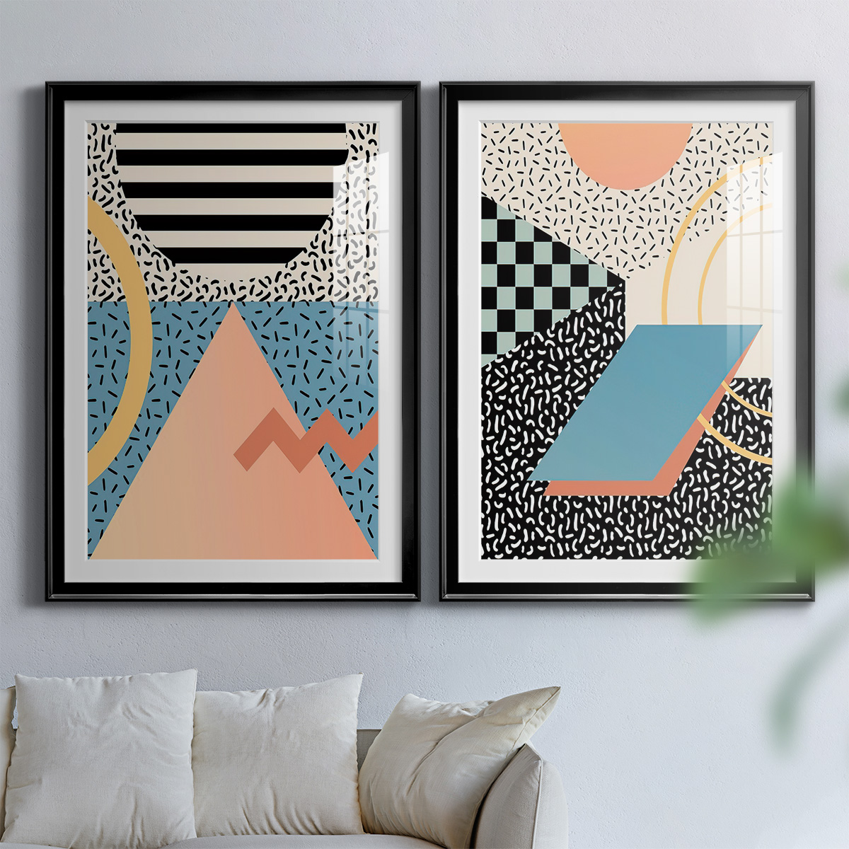 Wexford Home Modern Memphis I Premium Framed Print, 30.5" x 42.5" - Ready to Hang, Black (Set of 2)