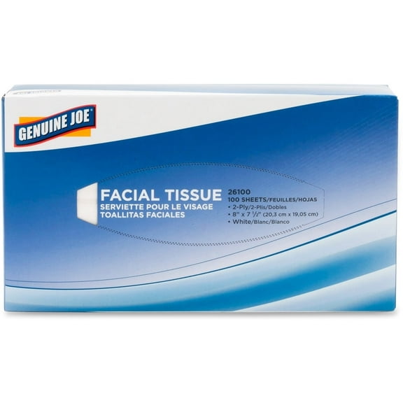 Genuine Joe 2-ply Facial Tissues, Pack of 30