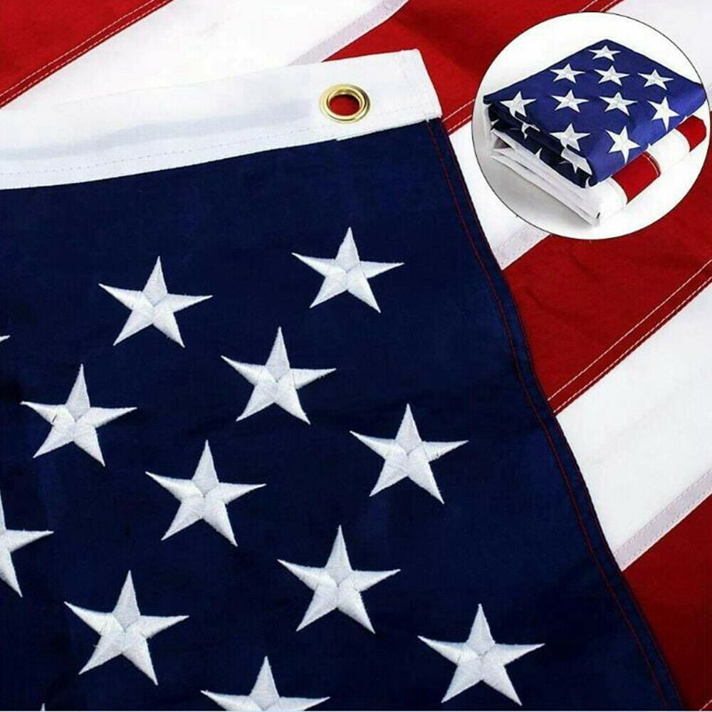 American Flag Outdoor Heavy Duty USA Flag with Embroidered Stars Sewn Stripes Brass Grommets UV Fade Resistant All Weather