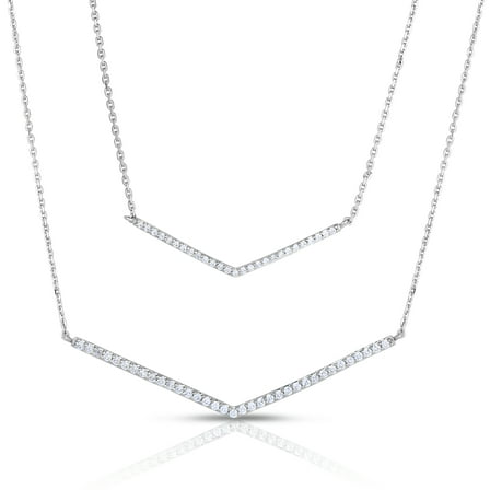 Natalia Drake 1/2 Cttw Diamond Double Bar Necklace for Women in Rhodium Plated Sterling Silver (Color H-I / Clarity I1-I2)