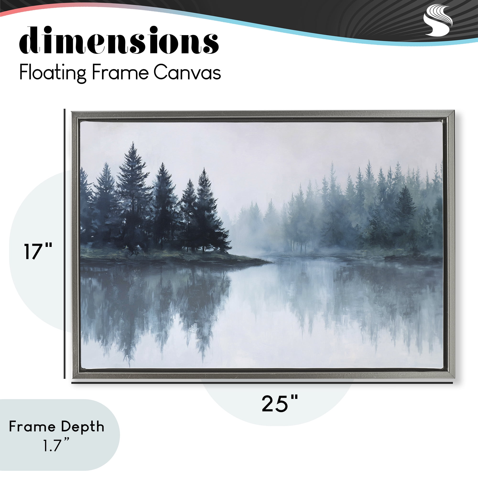 Stupell Industries Indigo Tree Reflections Gray Framed Floater Canvas Wall Art, design by Jacky Ngan