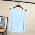 thumbnail image 3 of PIKADINGNIS Summer Solid Color T-shirt Women Casual Sleeveless O-Neck Chiffon Blouses Woman White Purple Loose Crop Tops Femme, 3 of 6