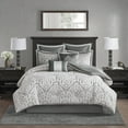 thumbnail image 4 of Madison Park Queen Size 8-Piece Comforter Set, Jacquard Bed in a Bag Set, Bedding Set with Sheets and Decor Pillows, Silver Grey/Ivory, 4 of 5