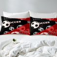 thumbnail image 4 of Erosebridal Ensemble de Draps de Soccer Taille Complète Jeux de Soccer Draps pour Enfants Garçons Filles Draps Rouges avec Poche Profonde Drap-Housse Thème Sportif Ensemble de Literie, 4 of 6