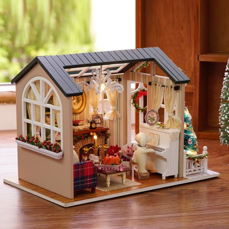 miniature dollhouse attic dimensional assembly handmade gifts holiday kit mini children birthday three diy