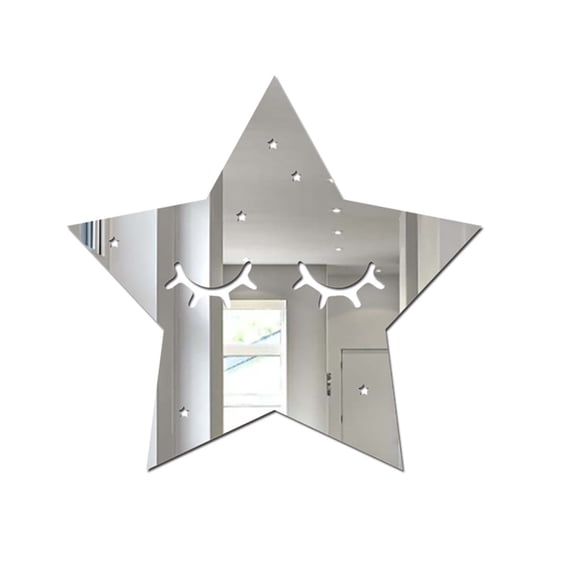Silver Acrylic Mirror Wall Sticker M – Star Shape Cartoon Decal for Kids Room Nursery Home Decor