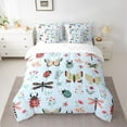 thumbnail image 2 of Homewish Kawaii Ladybug Insect Bedding Comforter Set 7pcs for Kids, Butterfly Dragonfly King Bedding Sets, Blue Cartoon Flower Reversible Bed Sheets, Luxury Bedroom Decor, 2 of 7