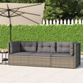 thumbnail image 1 of vidaXL 3 Piece Garden Lounge Set with Cushions Grey Poly Rattan, 1 of 5