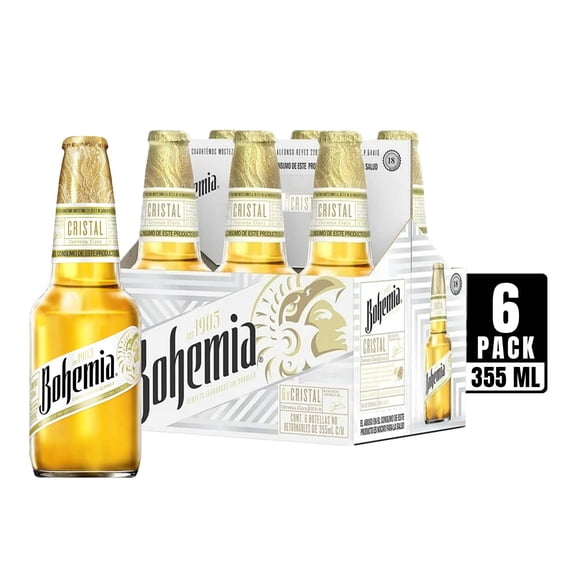 Cerveza clara Bohemia cristal 6 pack botellas de 355 ml c/u