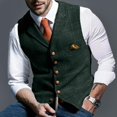 thumbnail image 1 of Men Lattice Turndown Single-breasted Slim Fit Vest Suit Business Waistcoat_Gift Of G, 1 of 3