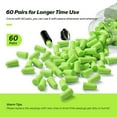 thumbnail image 6 of Ultra Soft Foam Earplugs, 38dB Highest SNR - 60 Pairs Reusable Earplugs for Sleeping, Comfortable Hearing Protection for Snoring, Studying, Travel, Motorcycle, Loud Noise - Lemon Green, 6 of 9