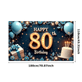 thumbnail image 2 of Elegant Design Happy 80th Birthday Banner Colorful Balloons Floral Decor Gift Box Celebration for Milestone Birthday Party Event Decoration, 2 of 7