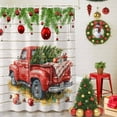 thumbnail image 5 of Shower Curtain 72"W x 72"L Red Truck Christmas Tree Christmas Ball Fabric Shower Curtains Set with Hooks Water Repellent Bathroom Curtains Machine Washable Bathroom Accessories, 5 of 9