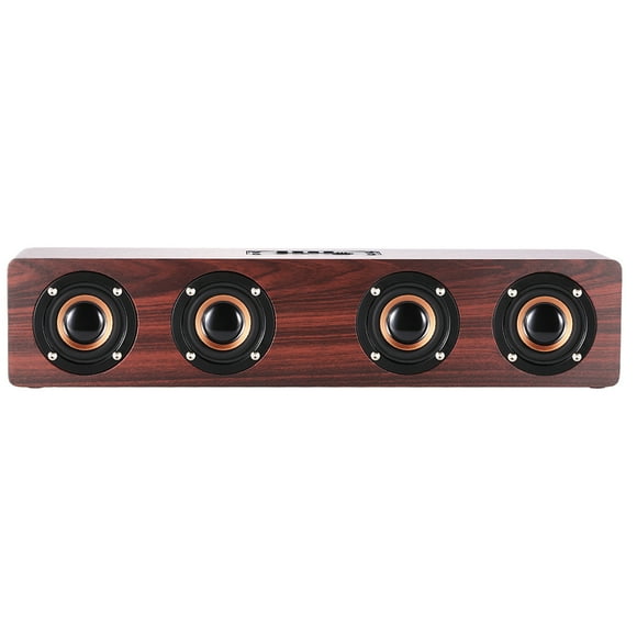 Amdohai W8 Red Wood Grain Bluetooth Speaker Bluetooth 4.2 Four Louderspeakers Super Bass Subwoofer Hands-free with Mic 3.5mm AUX-IN TF Card 3000mAh Battery for Home