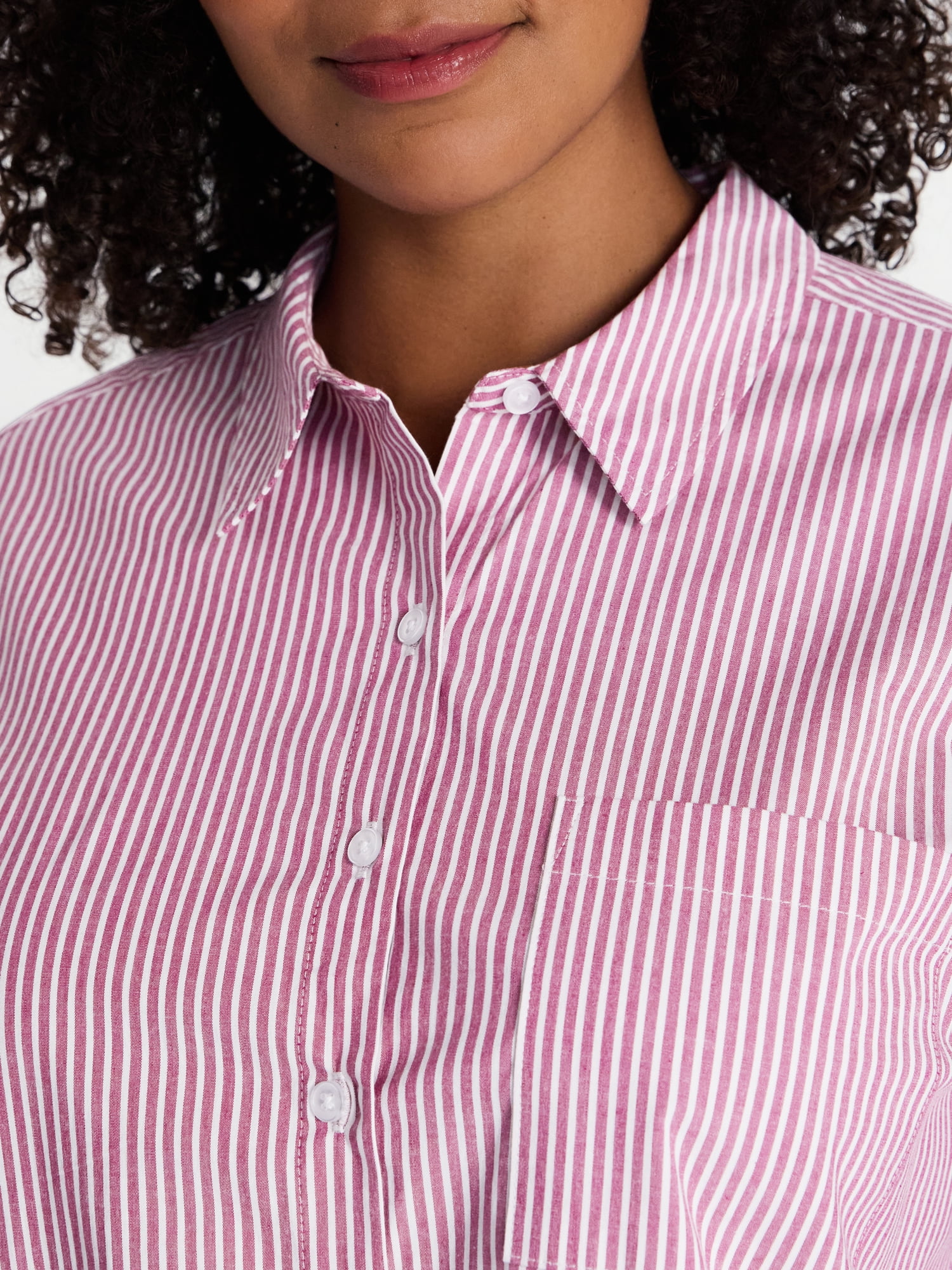 Terra & Sky Women's Plus Poplin Boyfriend Shirt, Sizes 0X-5X