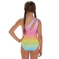 thumbnail image 2 of SEANATIVE 9-10 Years Girls One Piece Swimsuit One-Piece Bathing Suit with Mesh Skirt Cover Up Cut Out Stretchy Swimwear for Kids Children Teens, Rainbow Mermaid Scale Print Pink, 2 of 7