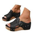 thumbnail image 3 of Sandales d'Été pour Femmes à Bout Ouvert Décontractées à Talon Compensé, Sandales Douces et Respirantes, Chaussures Légères et Confortables pour Dames, 3 of 9