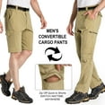 thumbnail image 4 of POENTAB Mens Hiking Pants Convertible Zip Off Lightweight Quick Dry Fishing Safari Camping Work Pants with Belt, 4 of 10