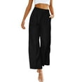thumbnail image 2 of Baqcunre Wide Leg Pants Woman Fashion Women's Solid Casual Pocket Button High Waist Wide Leg Pants Womens Fashion Women's Pants Pants for Women Womens Clothes Black S, 2 of 9