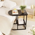 thumbnail image 4 of Gymax 2PCS C-Shaped Side Table Compact 2-tier Storage End Table for Small Space Black, 4 of 10