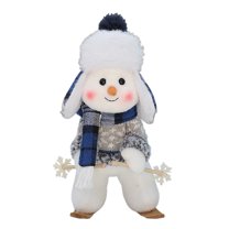 Eosunjian Christmas Snowman Doll Plush Toy Stuffed Snowman Figurine Xmas Ornaments for Home Decorations Tabletop Centerpieces Fireplace Party