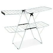 Gymax 2-Level Clothes Drying Rack Foldable Airer w/ Height-Adjustable Gullwing