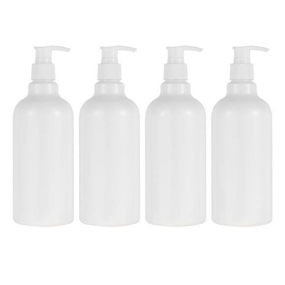 KAKOWELY 4PCS 500ml Refillable Pump Bottles Essential Oil Dispenser Liquid Makeup Bottles (White Bottle and White Pump),2.68"X2.68"X7.87"