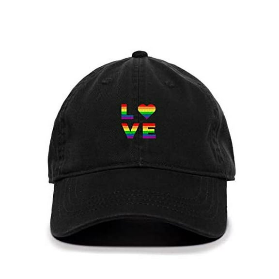 LGBT Love Baseball Cap Embroidered Cotton Adjustable Dad Hat Black