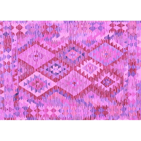 Ahgly Company Indoor Rectangle Abstract Purple Contemporary Area Rugs, 2' x 5'