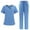 Sky Blue, variant on Hanen Scrubs Sets for Women Solid Color Fashion V Neck Short Sleeve Scrub Top and Casual Jogger Scrub Pant with 10 Pockets