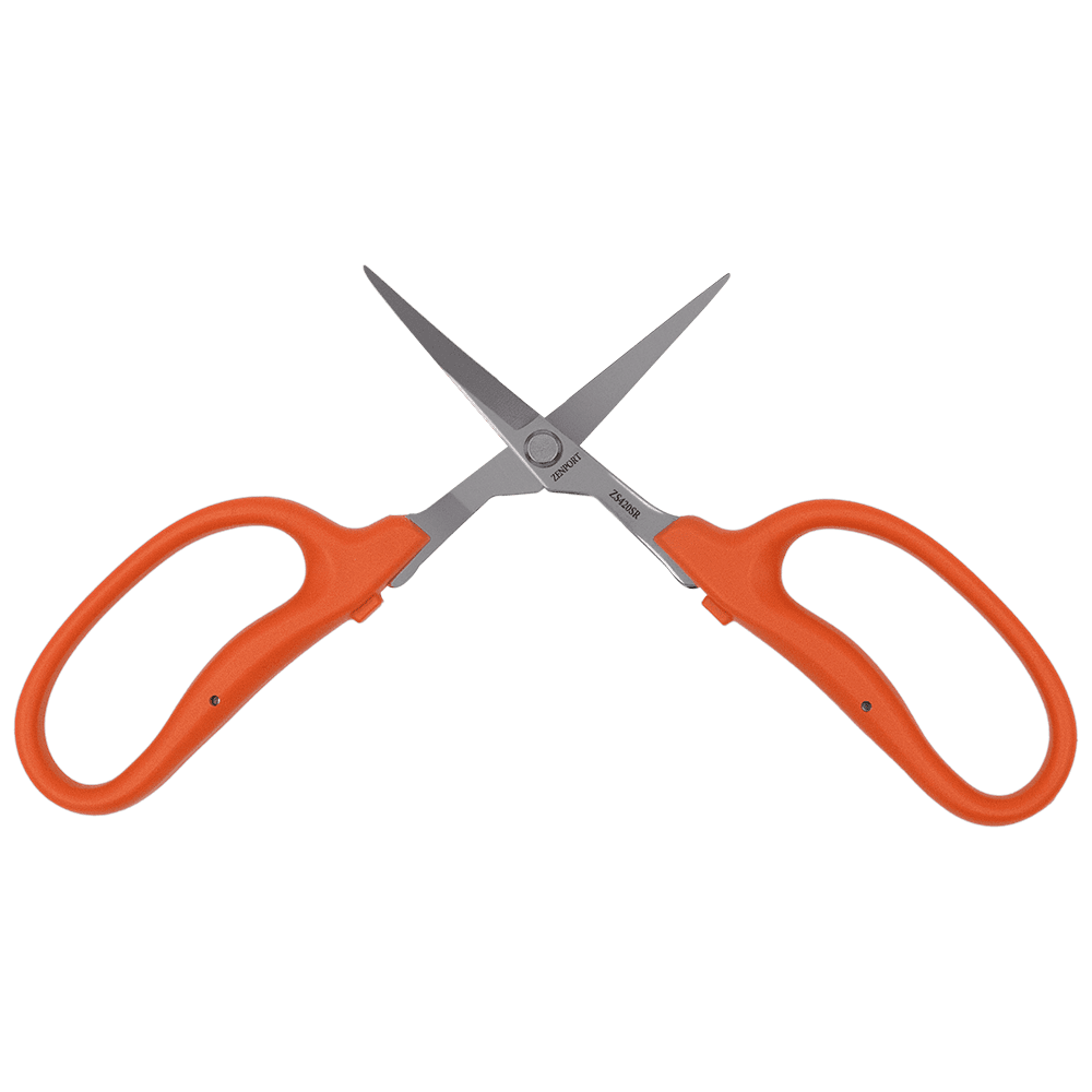 Zenport ZS420SR Fluorine Coated Curved Zen Masa Scissors, 1.4 Inch Stainless Steel Blades, Red