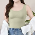 thumbnail image 4 of Gfyviroh Tank Tops for Women Seamless Plus Size Chest Padded Undershirts Crewneck Sleeveless Pleated Loungewear Tops, 4 of 7